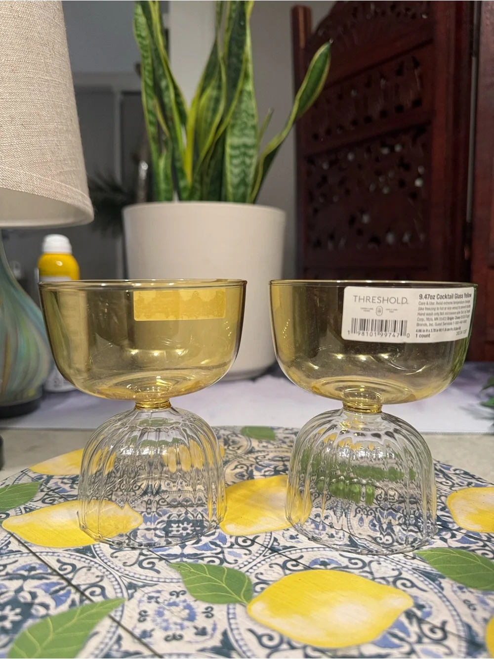 Threshold Amber Gold Cocktail Glasses or Dessertware- Set of 2